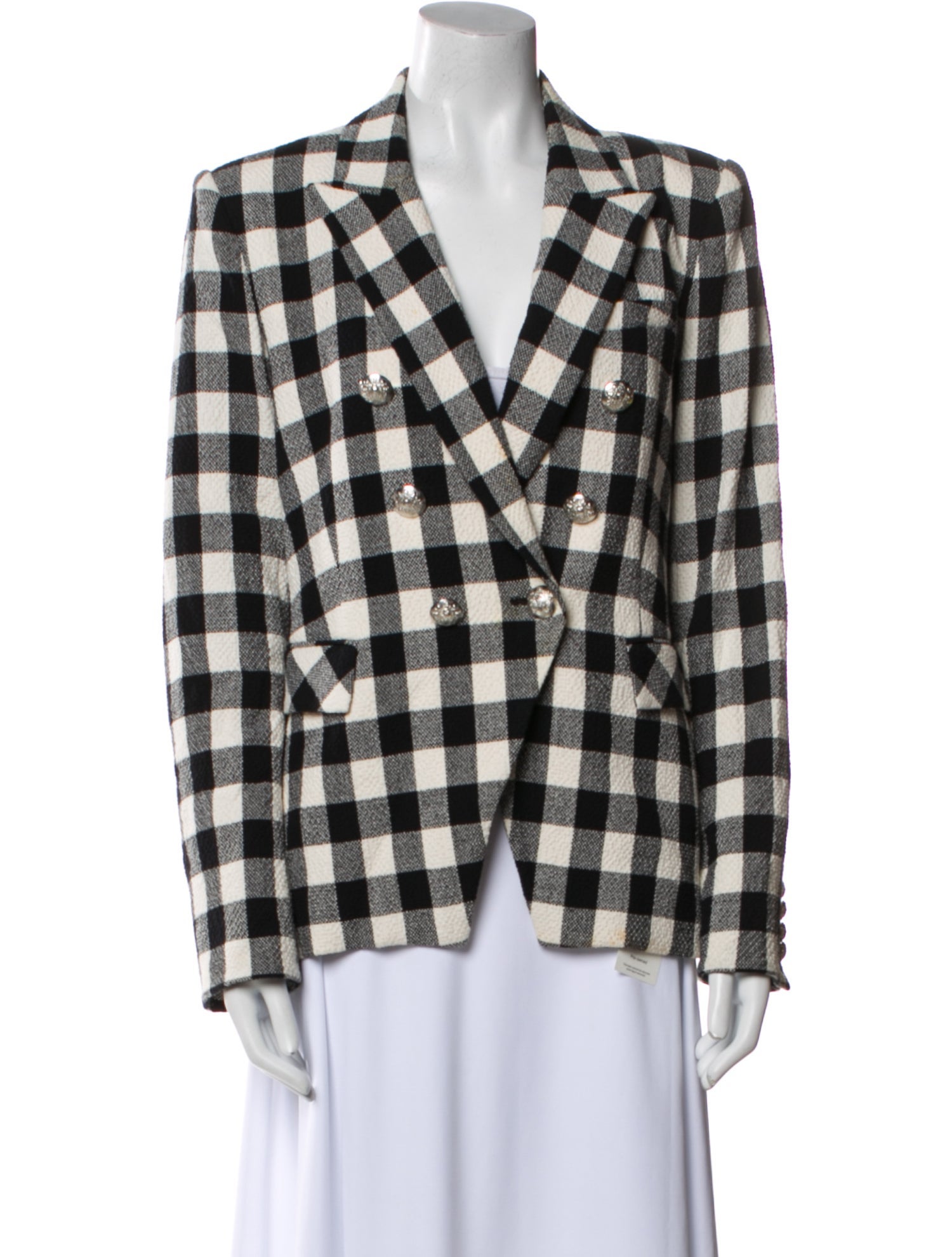 Veronica Beard Linen Plaid Print Blazer