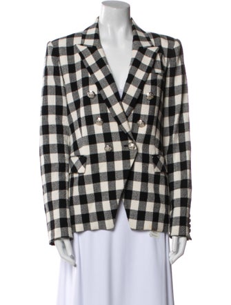 Veronica Beard Linen Plaid Print Blazer