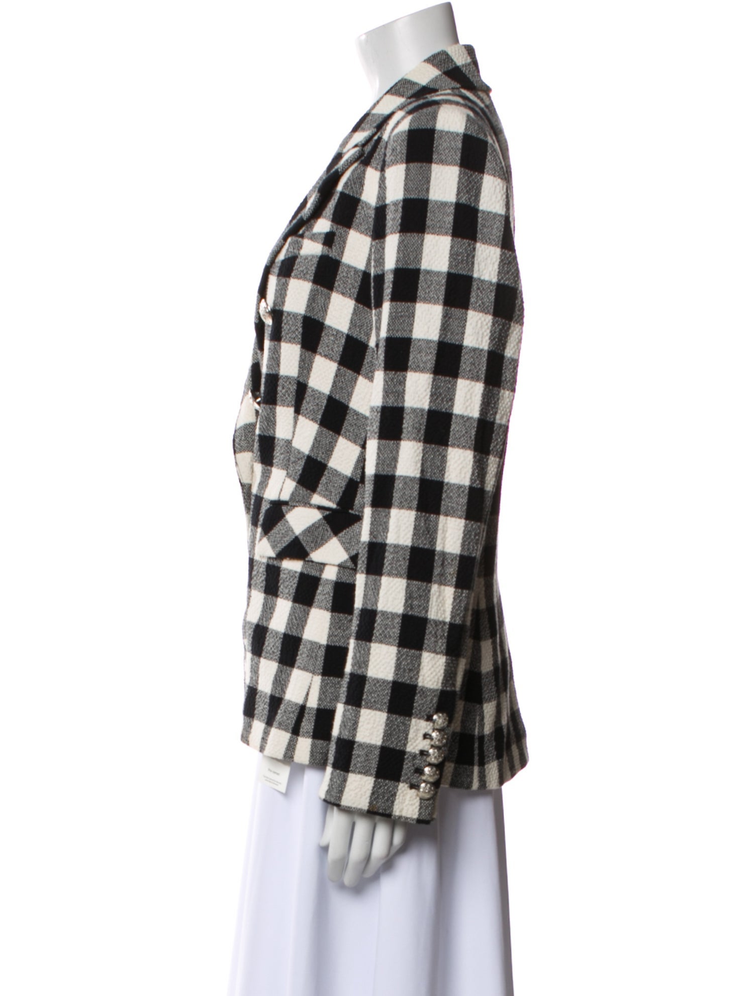 Veronica Beard Linen Plaid Print Blazer