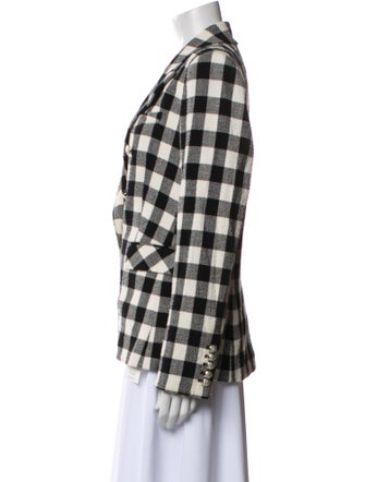 Veronica Beard Linen Plaid Print Blazer