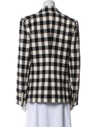Veronica Beard Linen Plaid Print Blazer