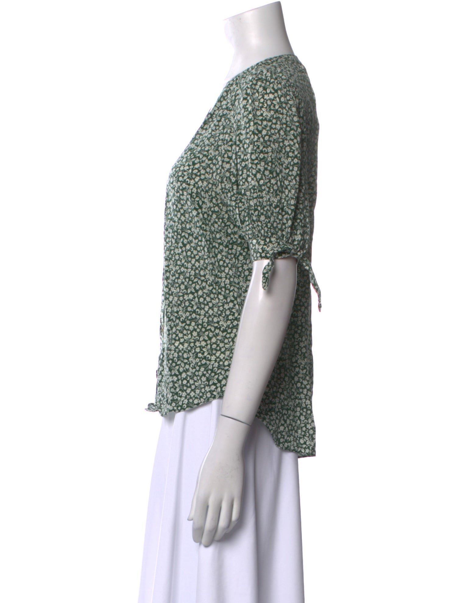 Veronica Beard Silk Floral Print Button-Up Top