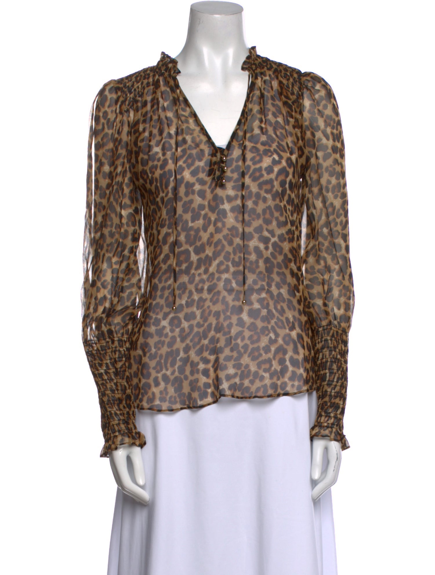 Veronica Beard Animal Print V-Neck Blouse