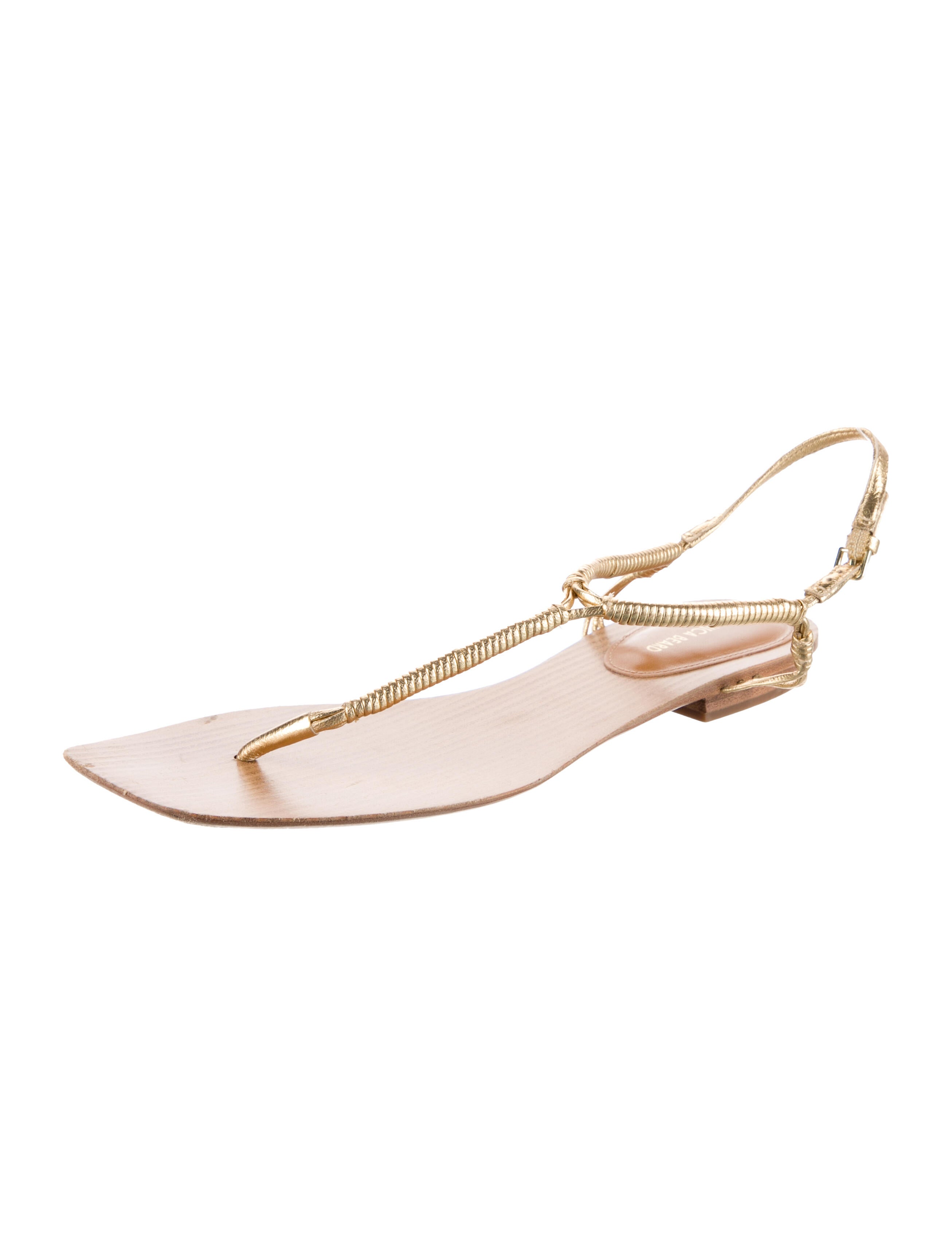 Veronica Beard Leather Animal Print T-Strap Sandals