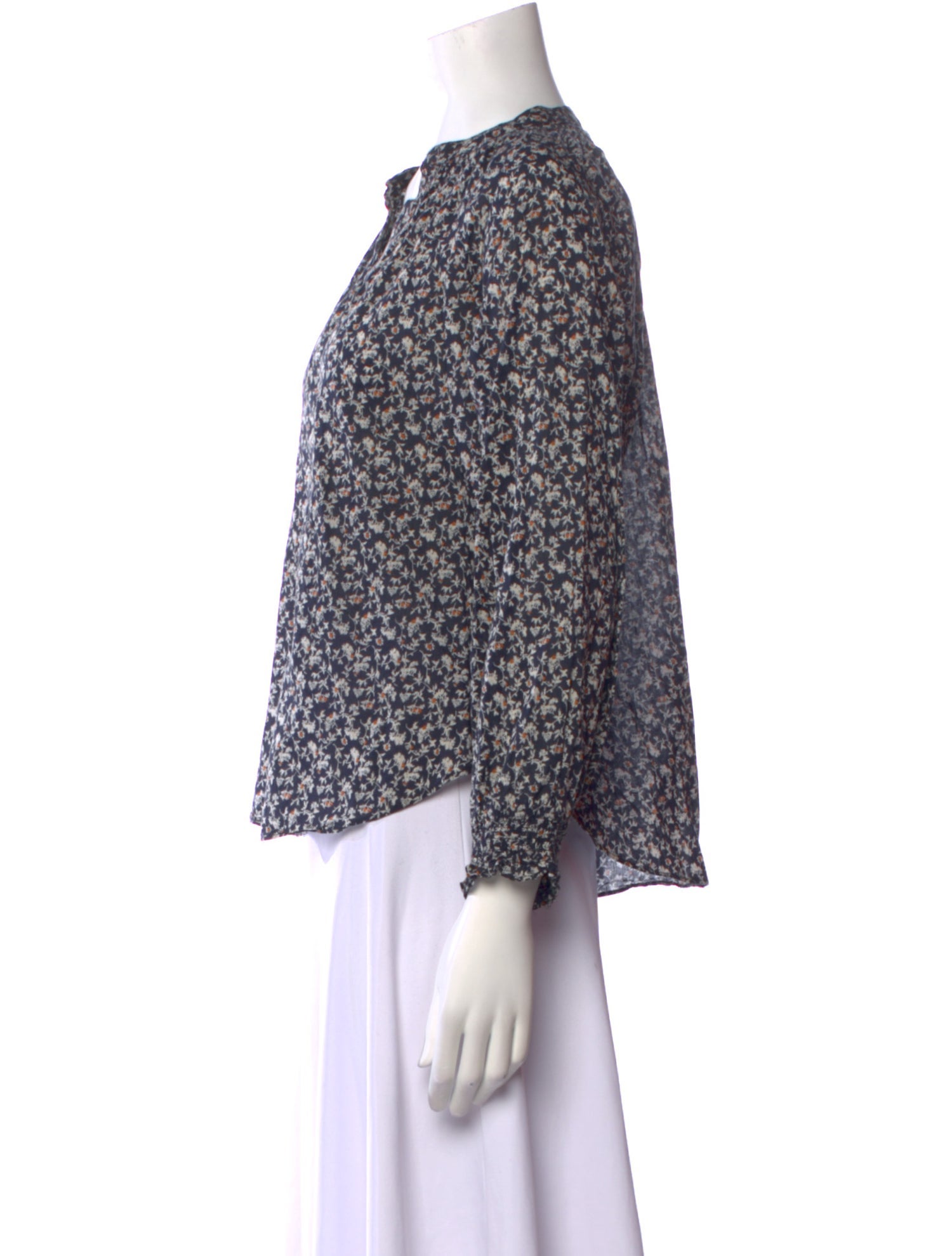 Veronica Beard Floral Print V-Neck Blouse