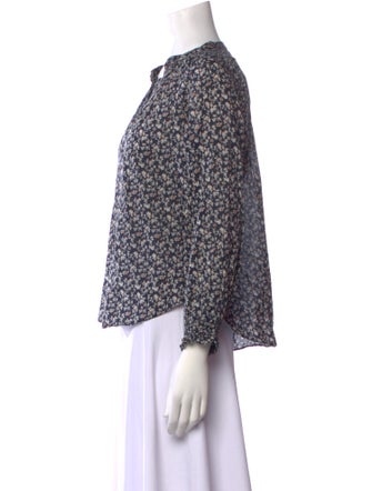 Veronica Beard Floral Print V-Neck Blouse