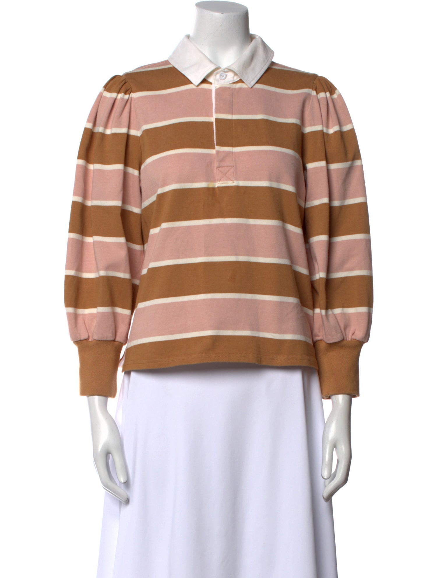 Veronica Beard Striped Three-Quarter Sleeve Sweatshirt