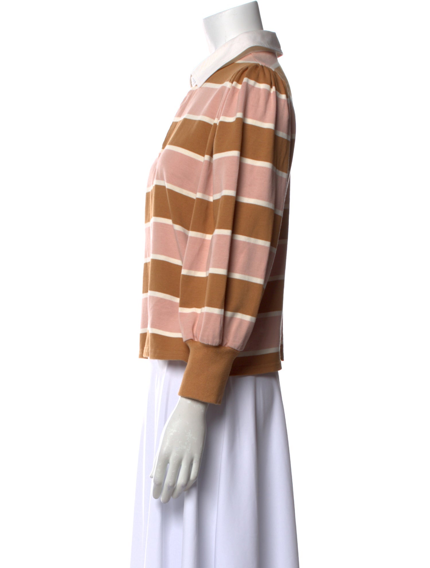 Veronica Beard Striped Three-Quarter Sleeve Sweatshirt