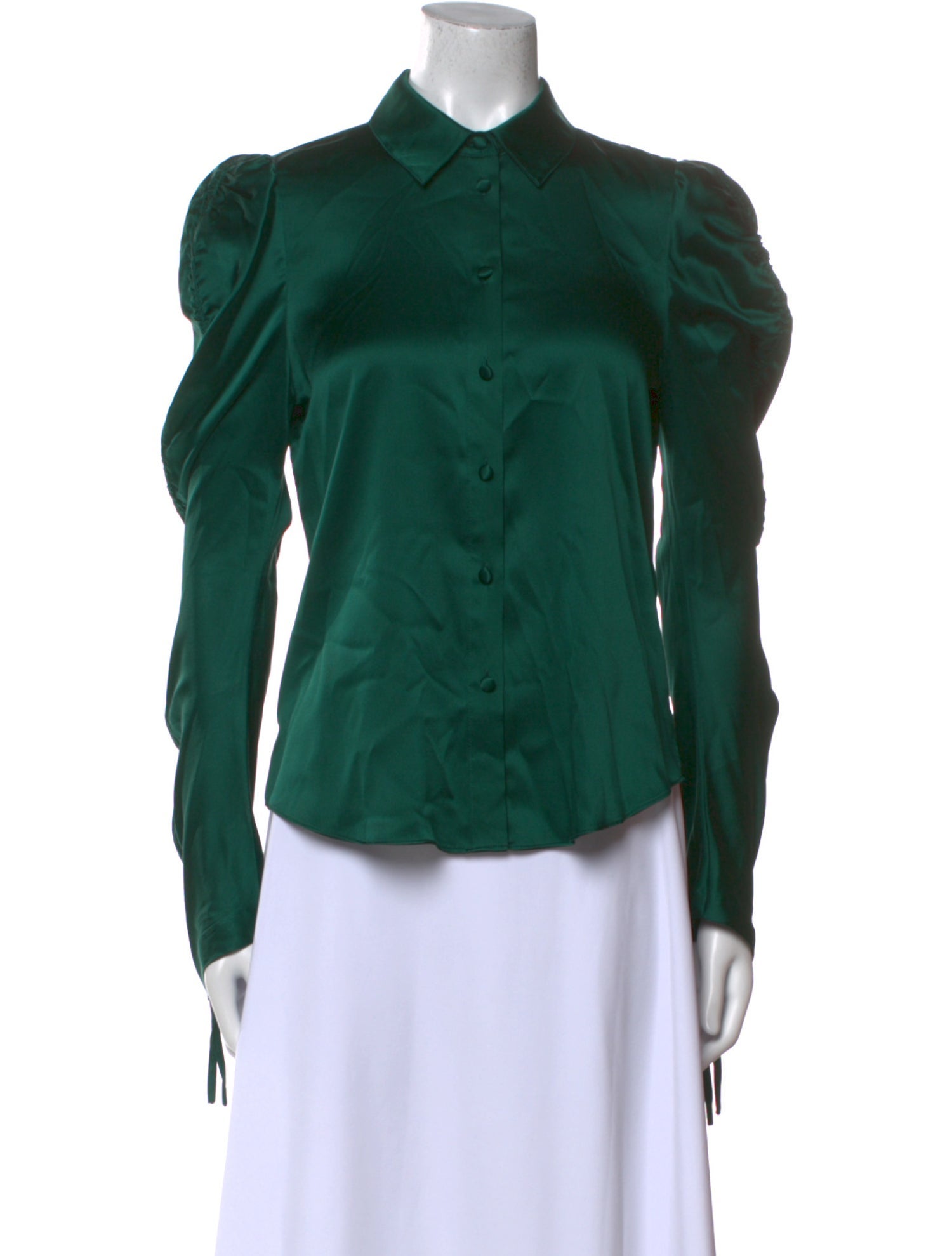 Veronica Beard Silk Long Sleeve Button-Up Top