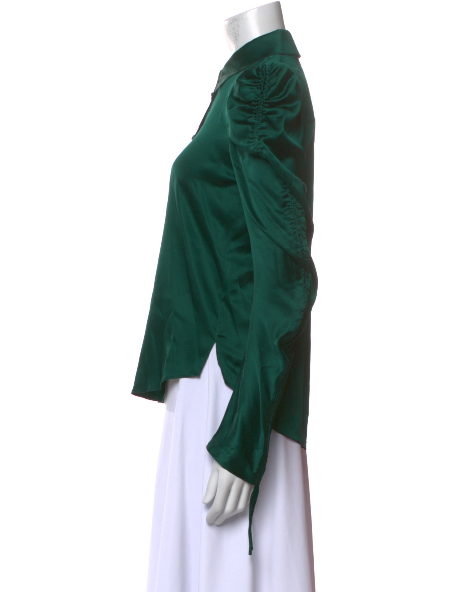 Veronica Beard Silk Long Sleeve Button-Up Top