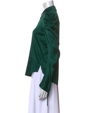 Veronica Beard Silk Long Sleeve Button-Up Top