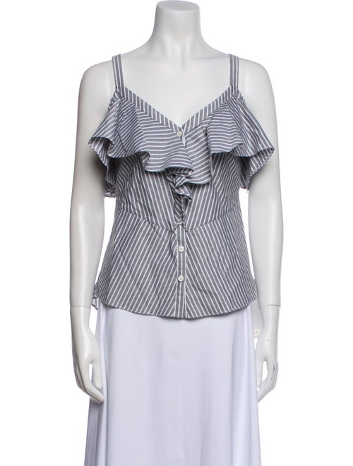 Veronica Beard Striped V-Neck Blouse