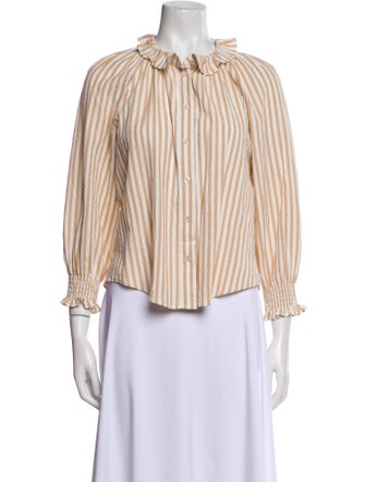 Veronica Beard Striped Mock Neck Blouse