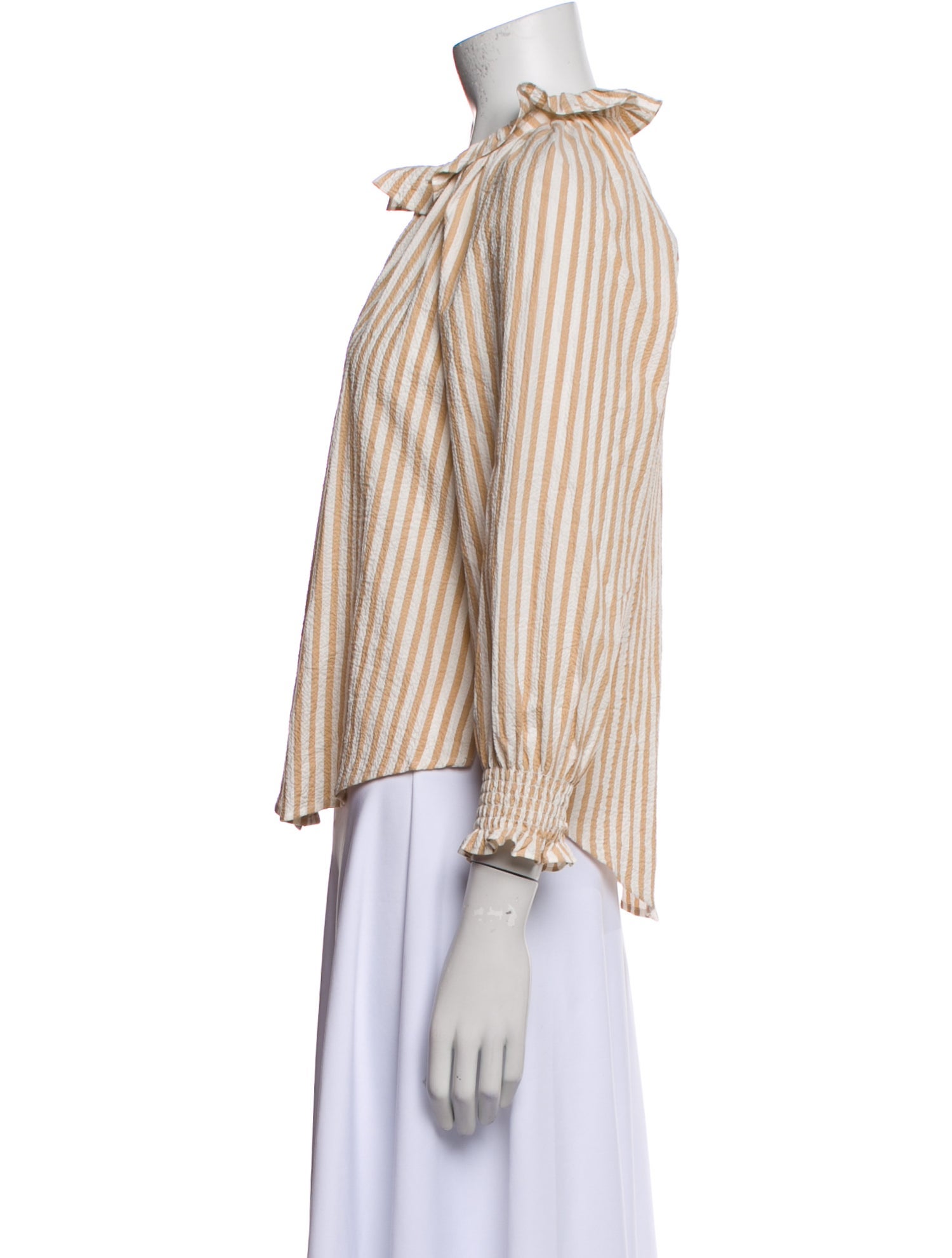 Veronica Beard Striped Mock Neck Blouse