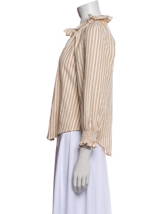Veronica Beard Striped Mock Neck Blouse