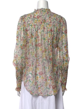 Veronica Beard Floral Print Mock Neck Blouse