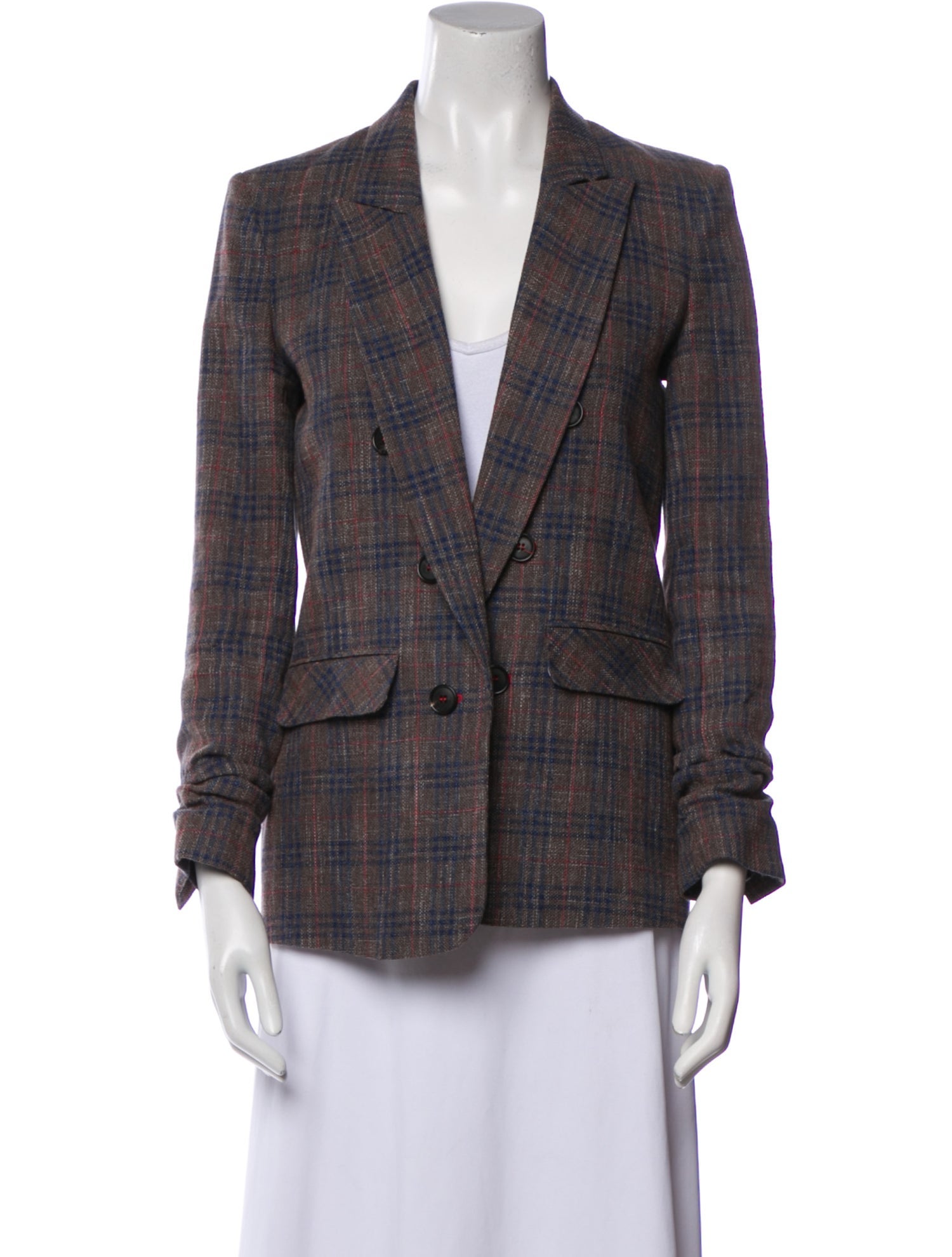 Veronica Beard Virgin Wool Plaid Print Blazer