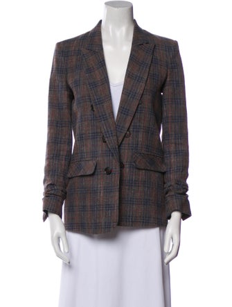 Veronica Beard Virgin Wool Plaid Print Blazer