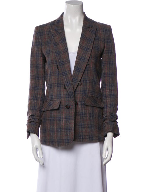 Veronica Beard Virgin Wool Plaid Print Blazer