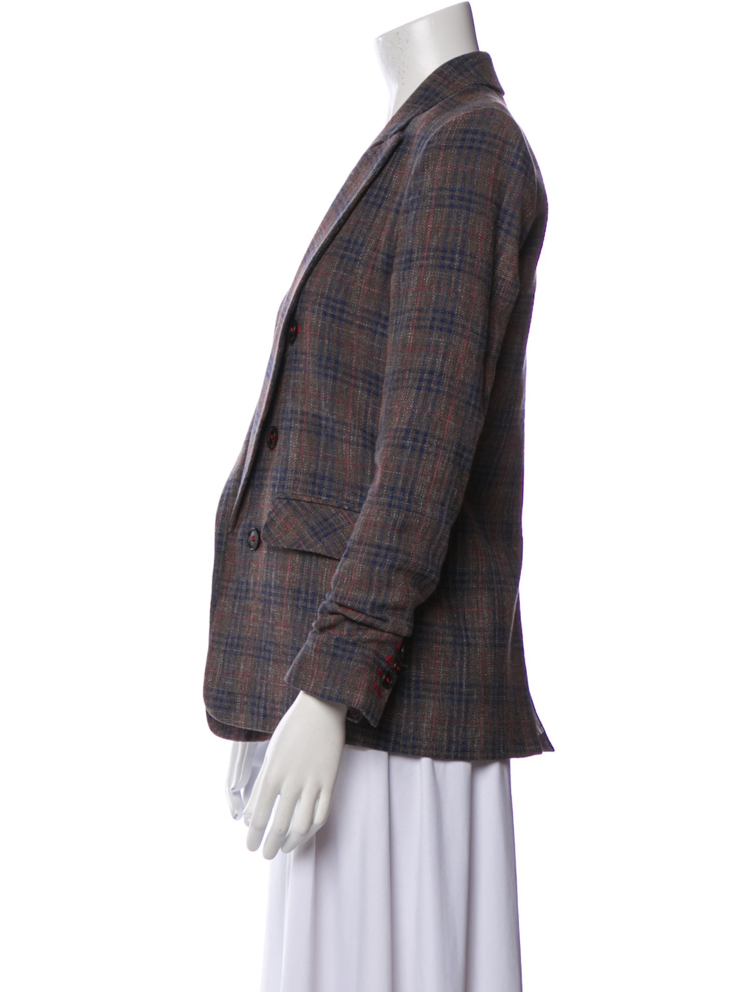 Veronica Beard Virgin Wool Plaid Print Blazer