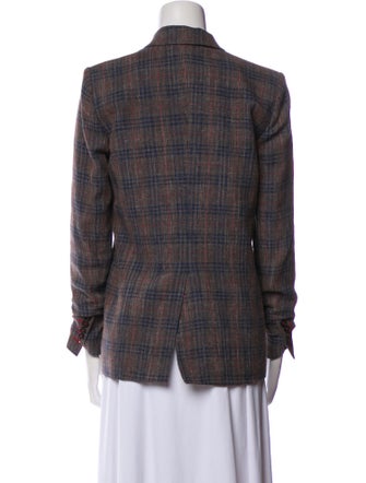 Veronica Beard Virgin Wool Plaid Print Blazer