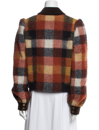 Veronica Beard Plaid Print Faux Fur Jacket