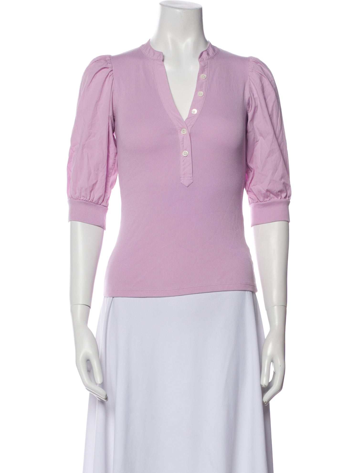 Veronica Beard V-Neck Three-Quarter Sleeve Crop Top