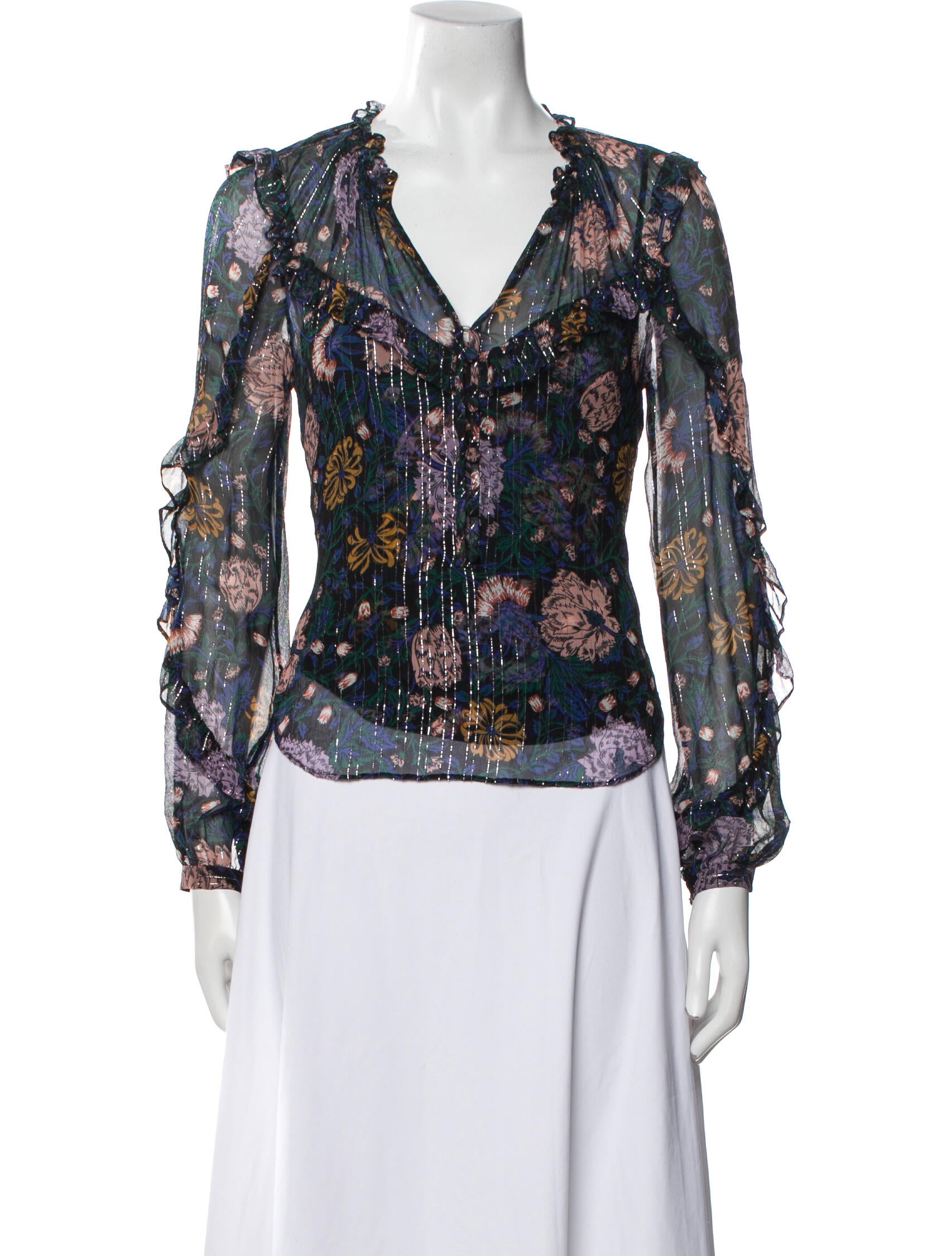 Veronica Beard Silk Floral Print Blouse