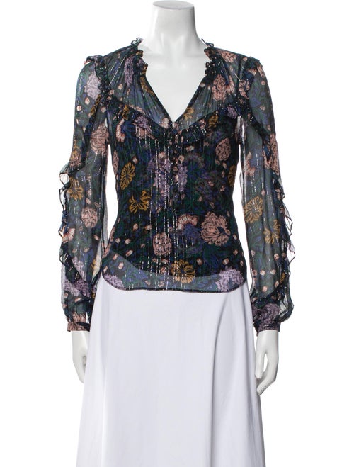 Veronica Beard Silk Floral Print Blouse