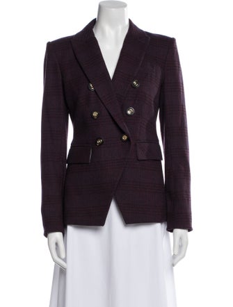 Veronica Beard Wool Plaid Print Blazer
