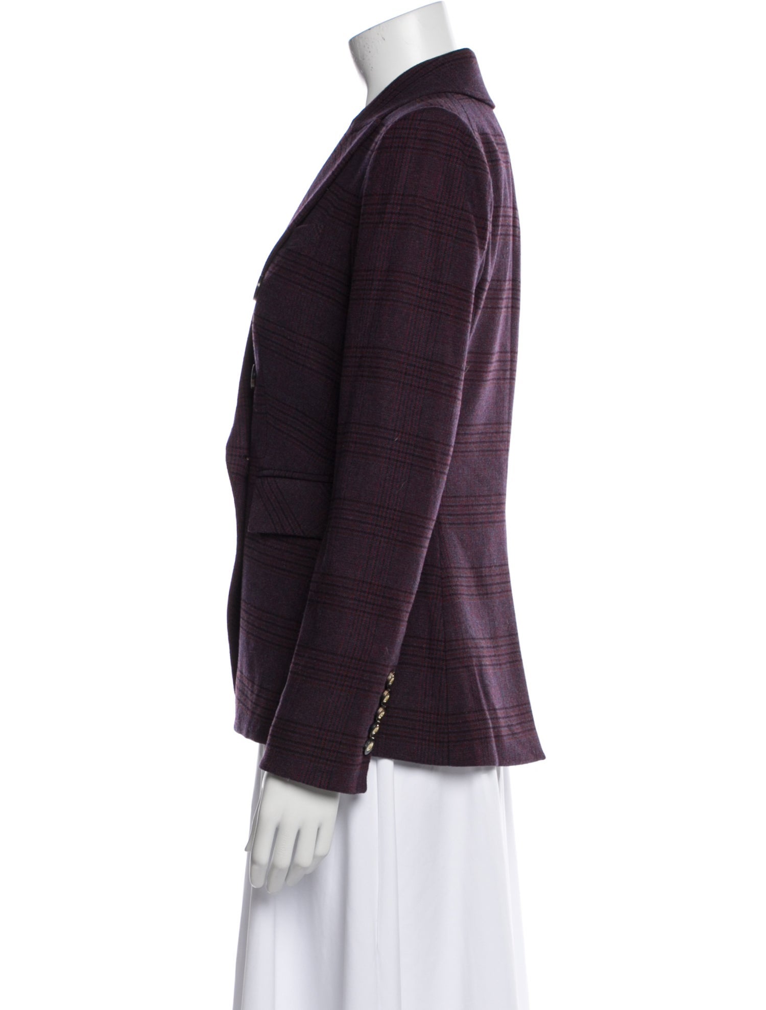 Veronica Beard Wool Plaid Print Blazer