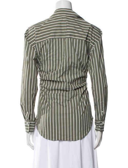 Veronica Beard Striped V-Neck Button-Up Top