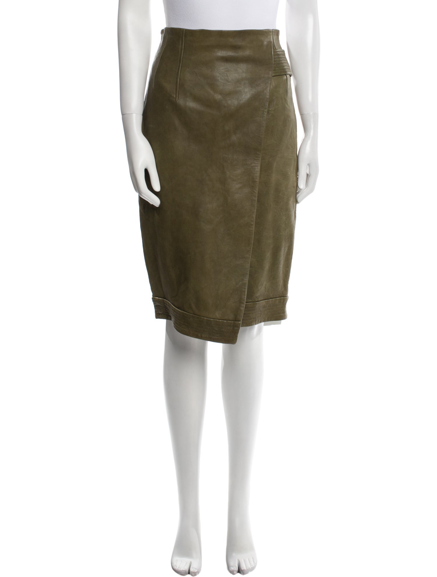 Veronica Beard Lamb Leather Knee-Length Skirt