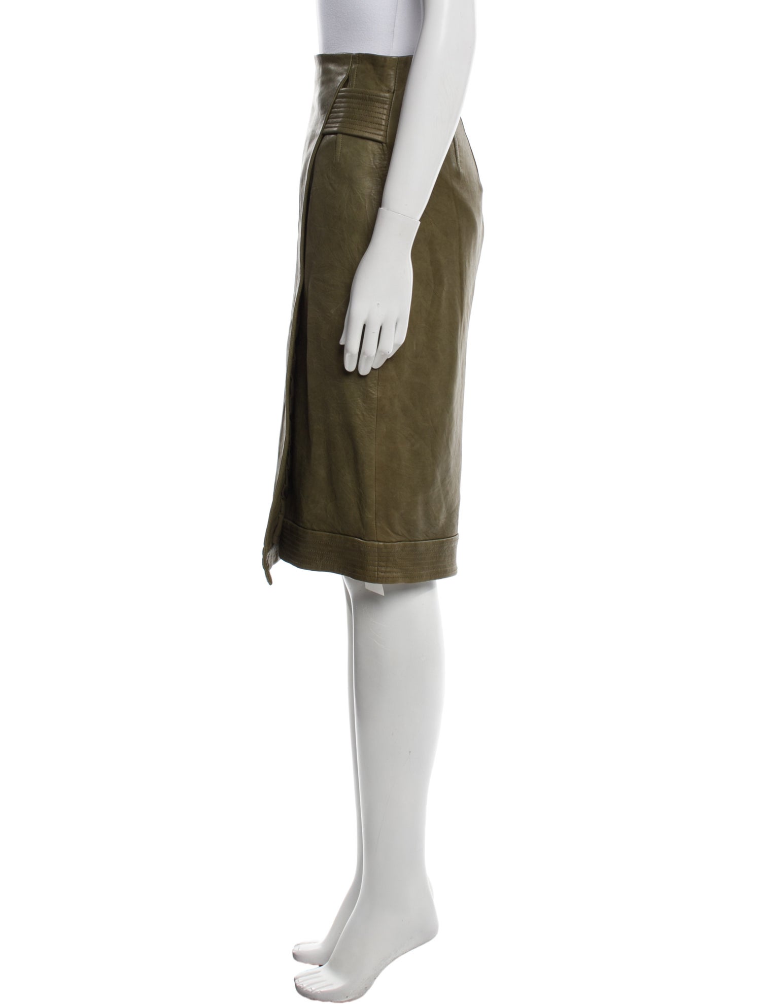 Veronica Beard Lamb Leather Knee-Length Skirt