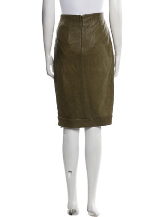 Veronica Beard Lamb Leather Knee-Length Skirt