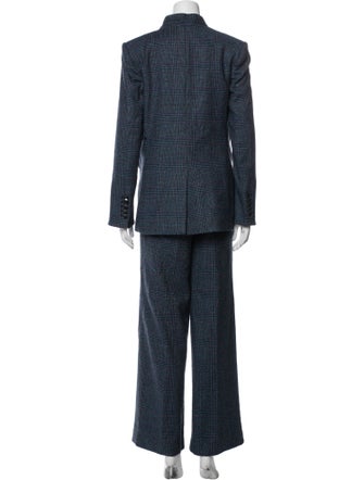 Veronica Beard Wool Plaid Print Pantsuit