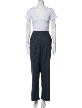 Veronica Beard Wool Plaid Print Pantsuit