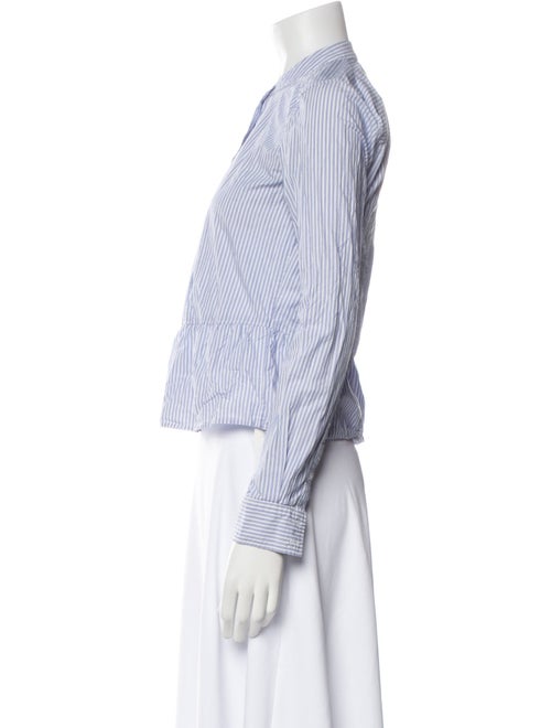 Veronica Beard Striped Mock Neck Button-Up Top