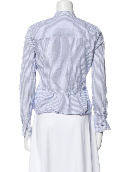 Veronica Beard Striped Mock Neck Button-Up Top