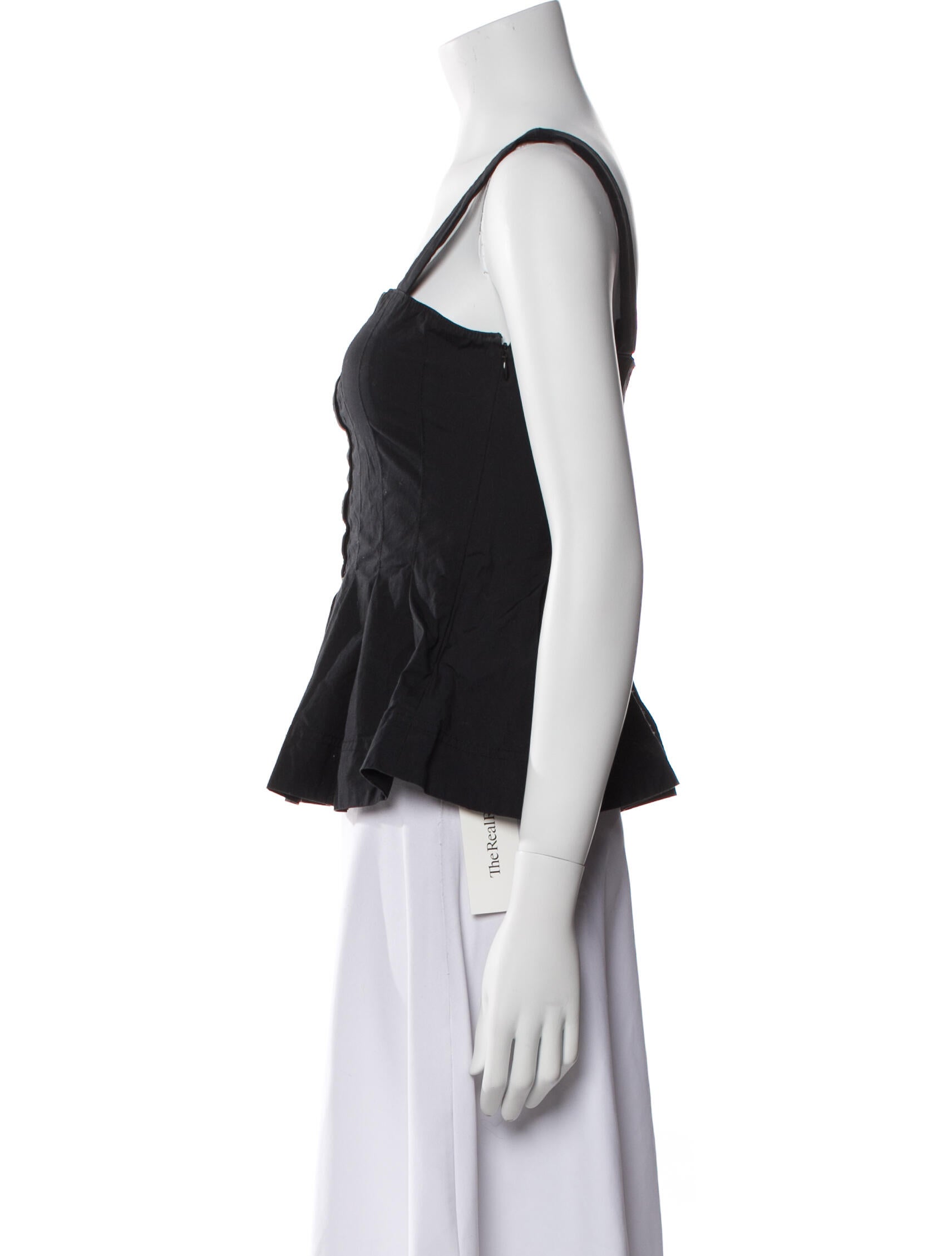 Veronica Beard Square Neckline Sleeveless Crop Top