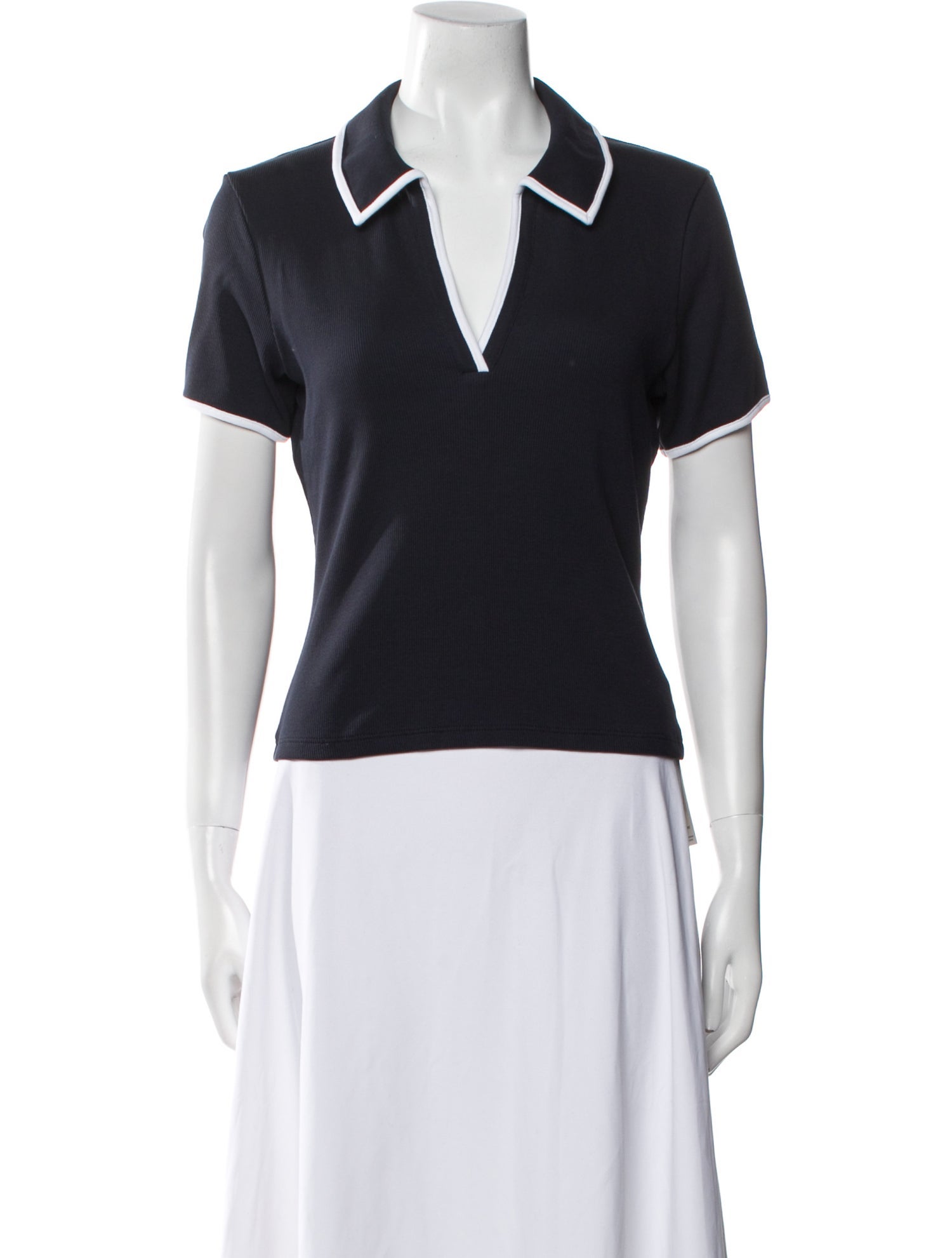 Veronica Beard V-Neck Short Sleeve Polo