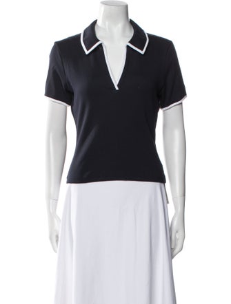 Veronica Beard V-Neck Short Sleeve Polo