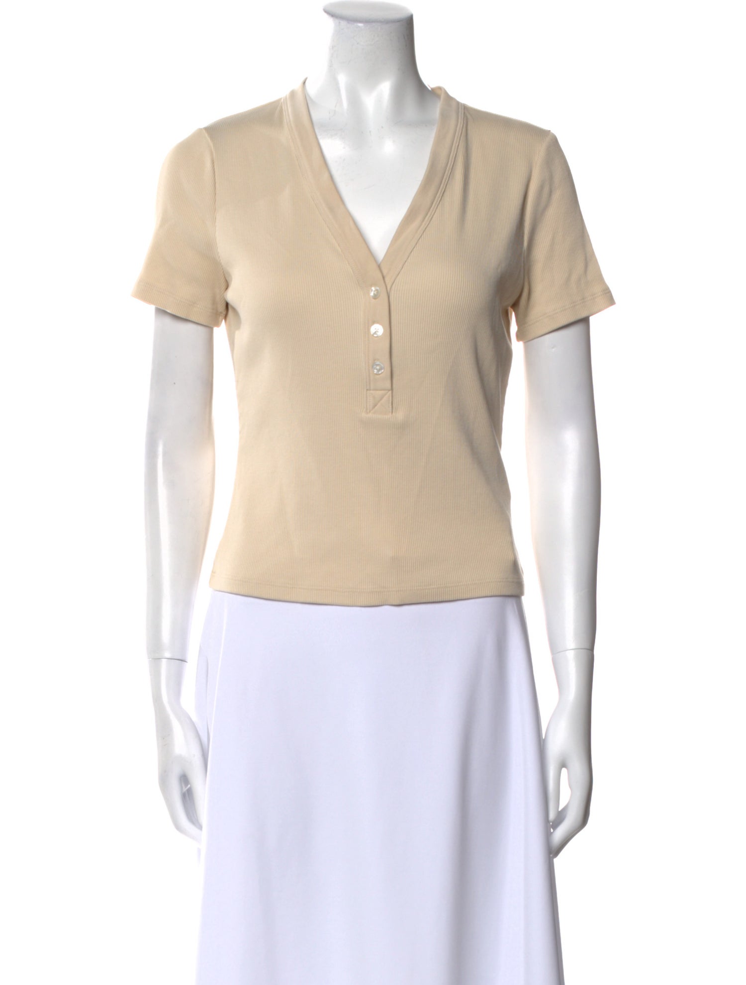 Veronica Beard V-Neck Short Sleeve Polo