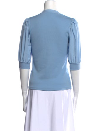 Veronica Beard V-Neck Three-Quarter Sleeve Polo