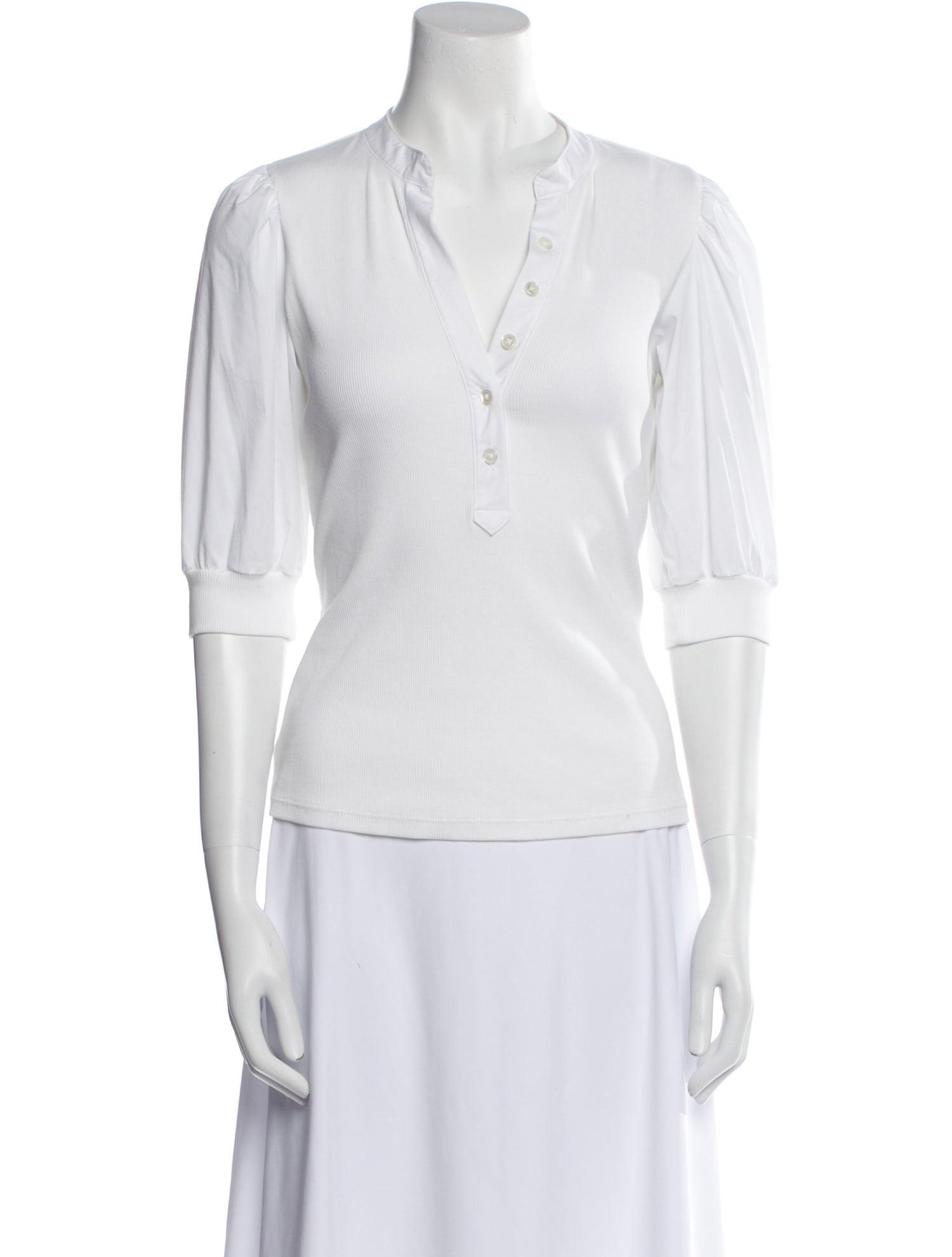 Veronica Beard V-Neck Three-Quarter Sleeve Polo