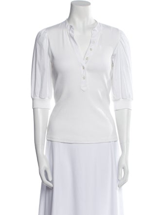 Veronica Beard V-Neck Three-Quarter Sleeve Polo
