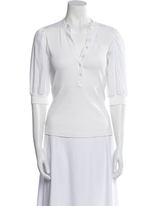 Veronica Beard V-Neck Three-Quarter Sleeve Polo
