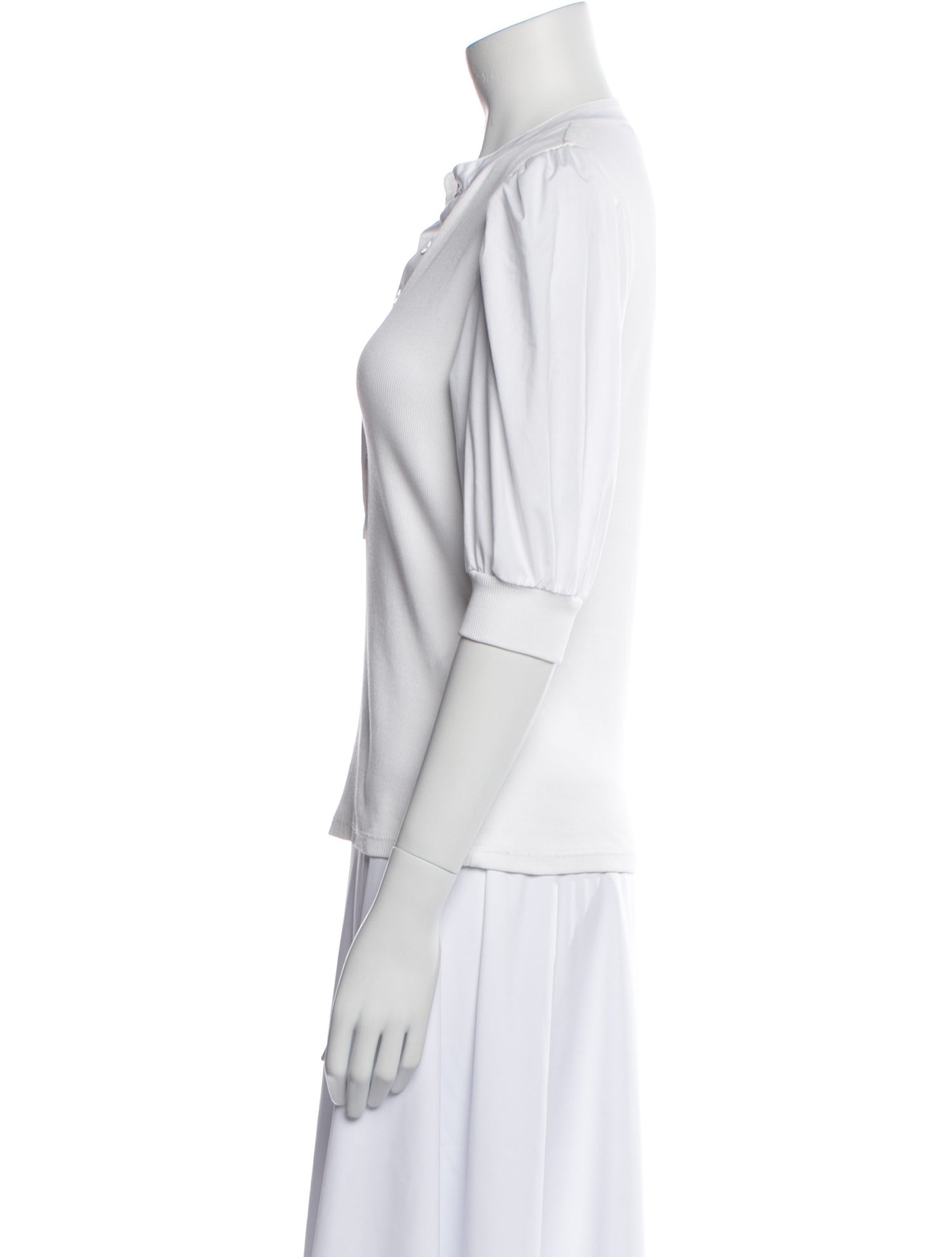 Veronica Beard V-Neck Three-Quarter Sleeve Polo