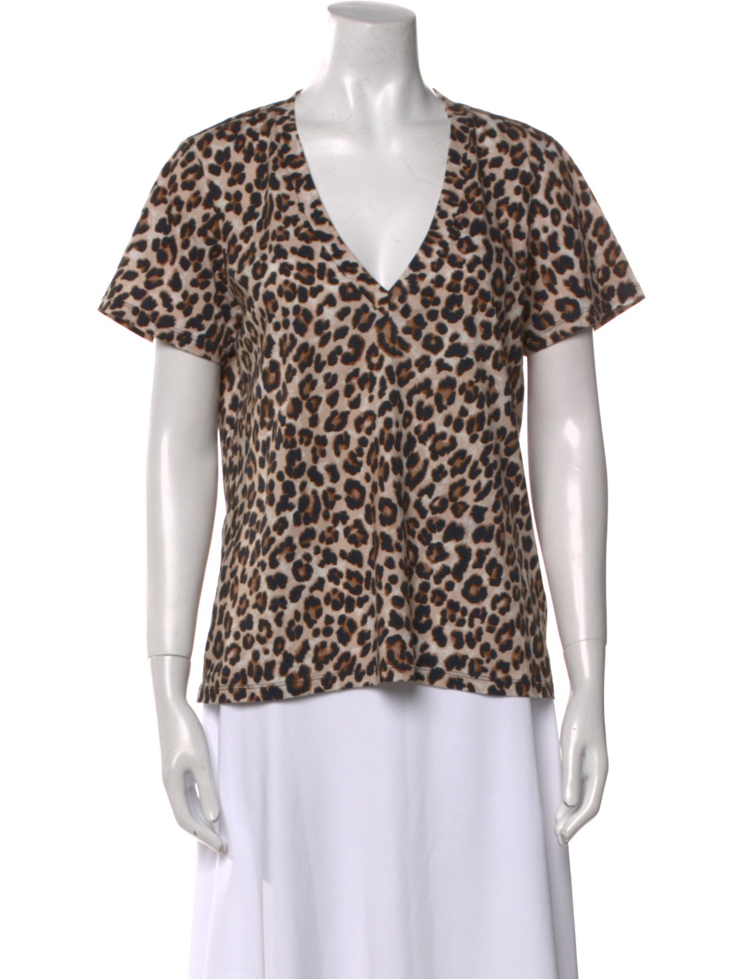 Veronica Beard Animal Print V-Neck T-Shirt