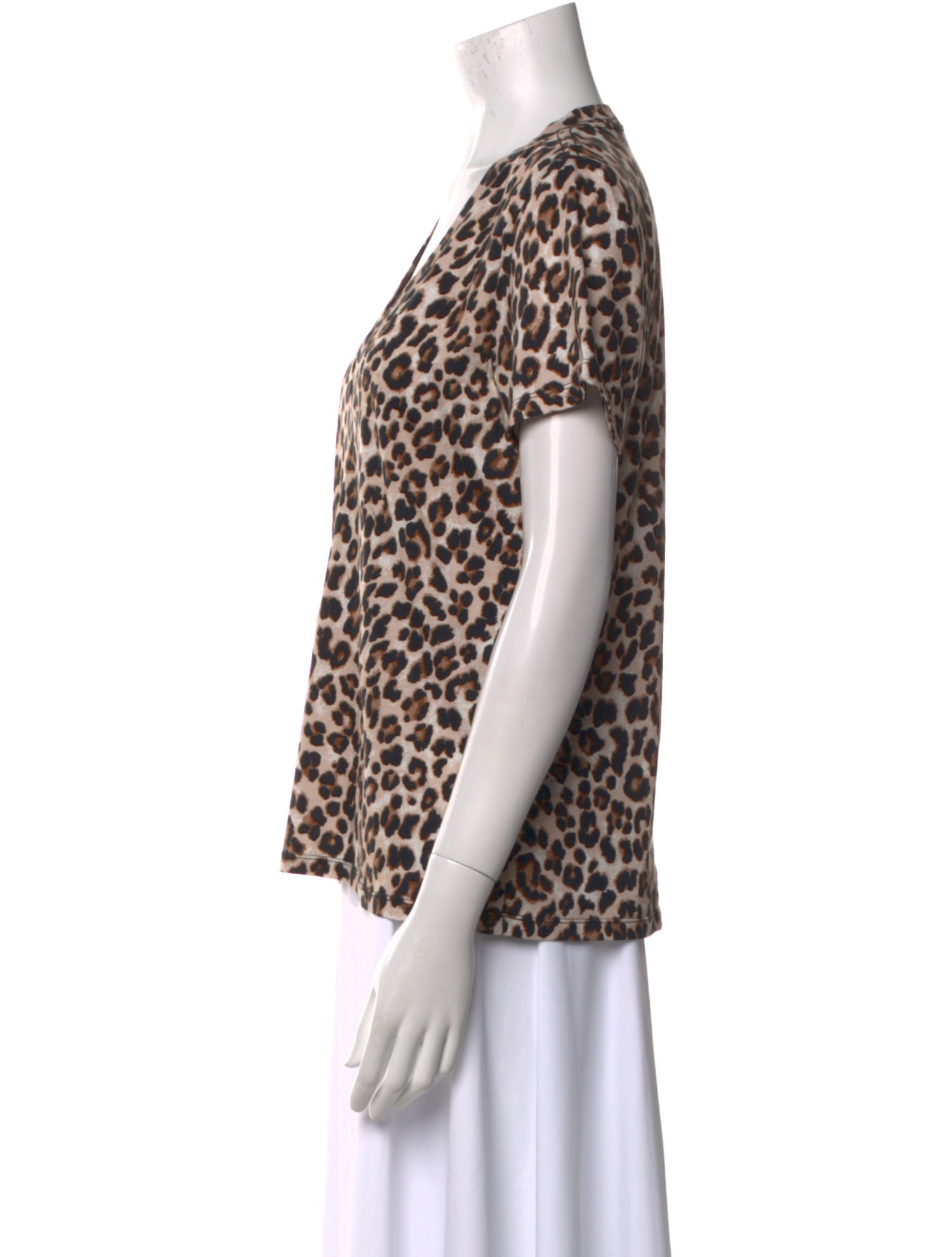 Veronica Beard Animal Print V-Neck T-Shirt